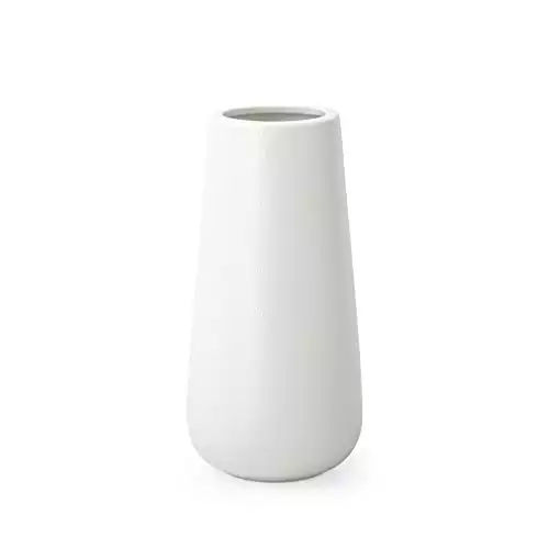 D'vine Dev 8 Inch White Ceramic Vase for Flowers