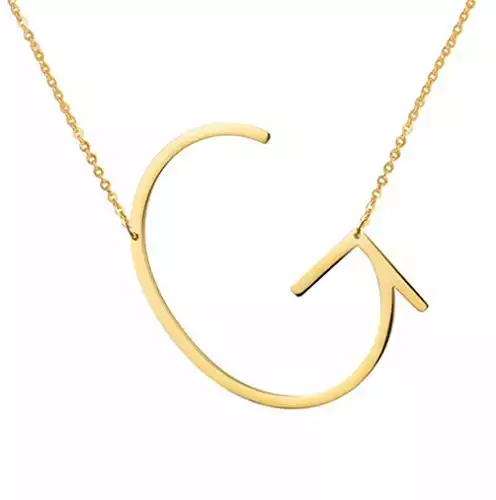 RINHOO Stainless Steel Gold Initial Alphabet 26 Letters Script Name Pendant Chain Necklace from A-Z(G)