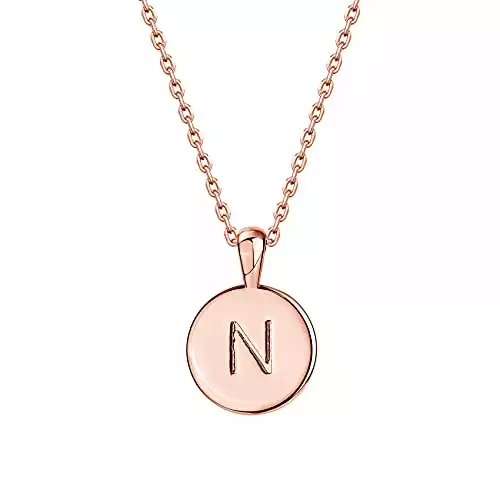 PAVOI 14K Rose Gold Plated S Initial Alphabet Pendant Necklace