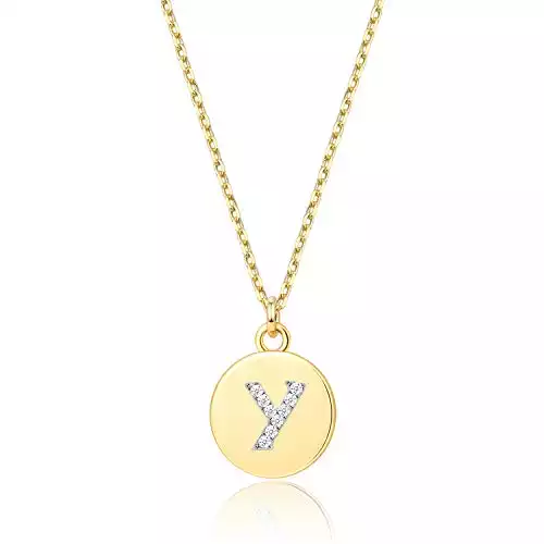 BOUTIQUELOVIN 14k Gold Plated Round Pendant Y Initial Necklace