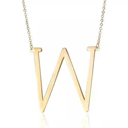 RINHOO Stainless Steel Gold Initial W