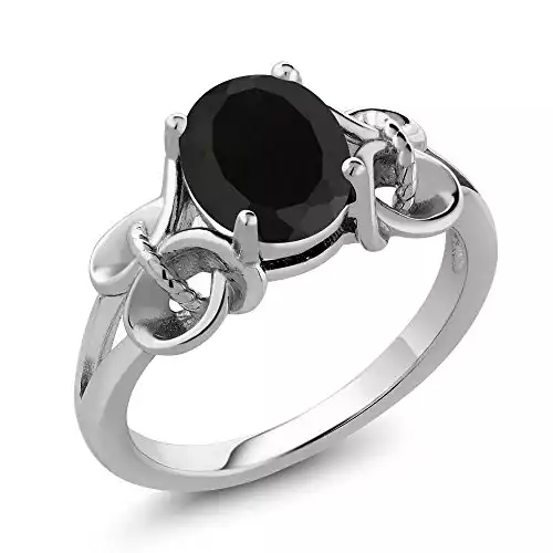 Black Onyx 925 Sterling Silver Women's Ring 2.60 Ct Oval 9x7mm (Size 8)
