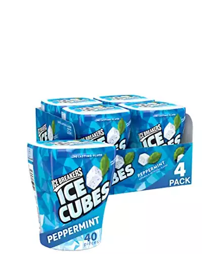 ICE BREAKERS ICE CUBES Chewing Gum, Sugar Free Peppermint, 40 pieces (Pack of 4)