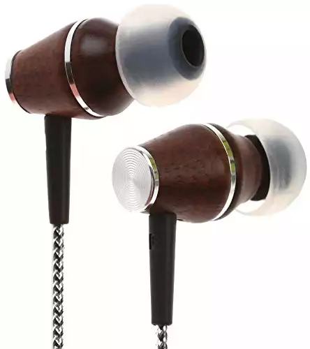 Symphonized XTC 2.0 Earbuds with Mic, Premium Genuine Wood Stereo Earphones, Hand-Made in-Ear Noise-isolating Headphones with Tangle-Free Innovative Shield Technology Cable (Sinful Silver)