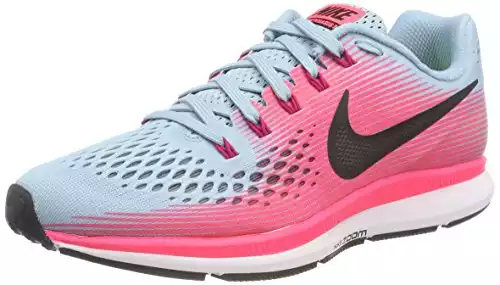 Nike Women's Air Zoom Pegasus 34 Running Shoe Wide Mica Blue/White/Racer Pink/Sport Fuchsia Size 9 Wide US