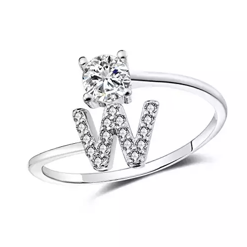 FAURORA Rings for Women Initial Ring Letter Ring W