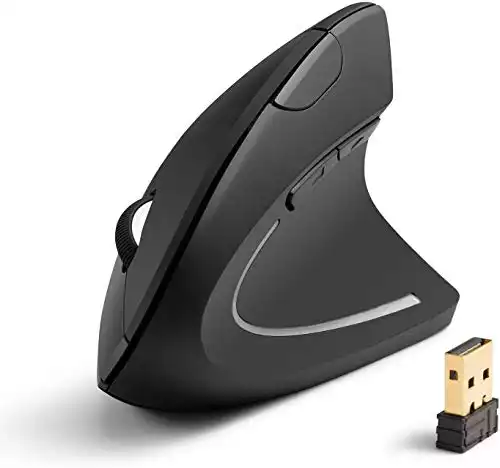 Anker 2.4G Wireless Vertical Ergonomic Optical Mouse, 800 / 1200 /1600DPI, 5 Buttons - Black
