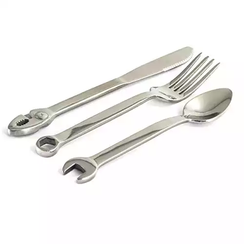 Wrenchware Mini 3-Piece Silverware Cutlery Set Knife Fork & Spoon Handyman Tools