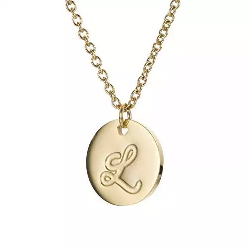 HUAN XUN Stainless Steel Dainty Initial Necklace Friendship Jewelry L