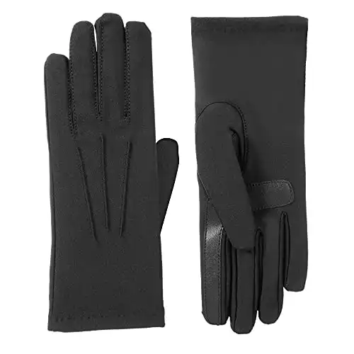 Isotoner Womens Stretch Classics Fleece Lined Gloves, Black, One Size
