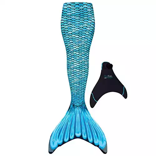 Fin Fun Mermaid Tail, Reinforced Tips, Monofin, Tidal Teal, Size Child 8
