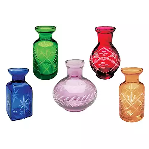ART & ARTIFACT Set of 5 Petite Glass Bud Vases