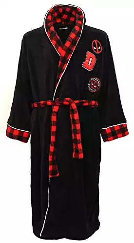 Marvel Deadpool Adult Plush Robe with Embroidered Patches