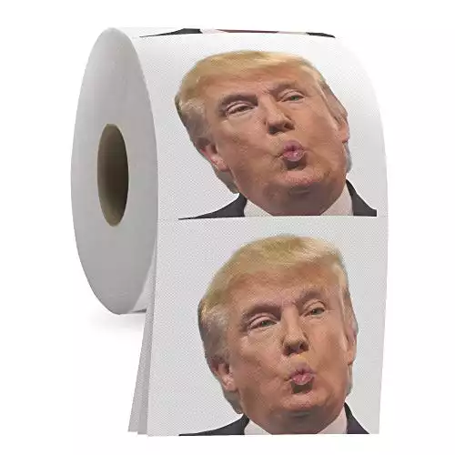 Donald Trump Toilet Paper Roll | Full Color Image | Funny Novelty Gag TP for Democrats & Republicans | 3 Ply Toilet Tissue 200 Sheets Per Roll | Hilarious Political Gift