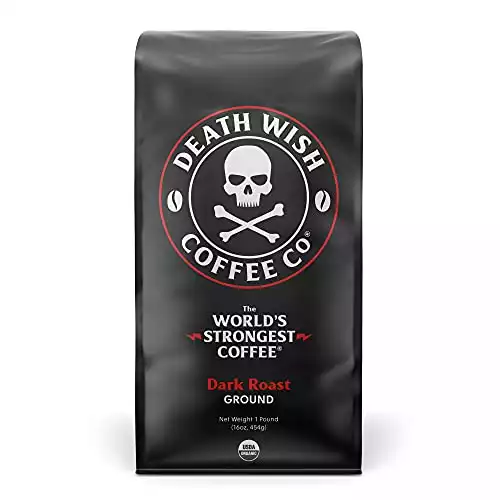 Death Wish Ground Coffee, The World's Strongest Coffee, Fair Trade and USDA Certified Organic, 16 Ounce