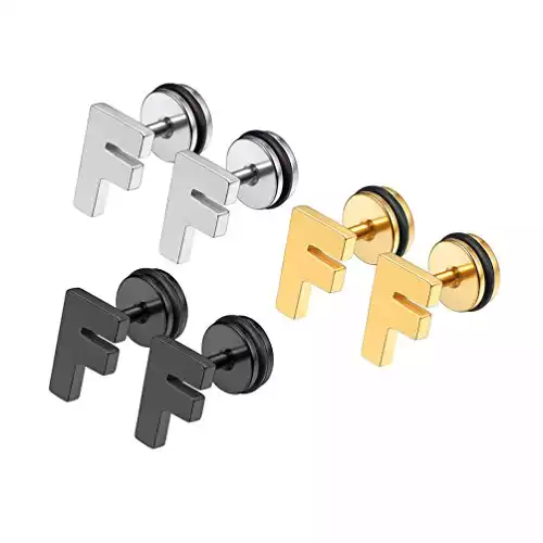 Letter F Initial Stud Earrings Alphabet Personalized Name Jewelry Stainless Steel Minimalist Simple Modern Bridesmaid Gift Monogram Tiny Earrings for Women