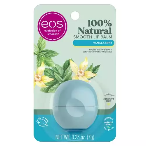 eos Visibly Soft Lip Balm Sphere - Vanilla Mint | Long-lasting Moisture | 0.25 oz.