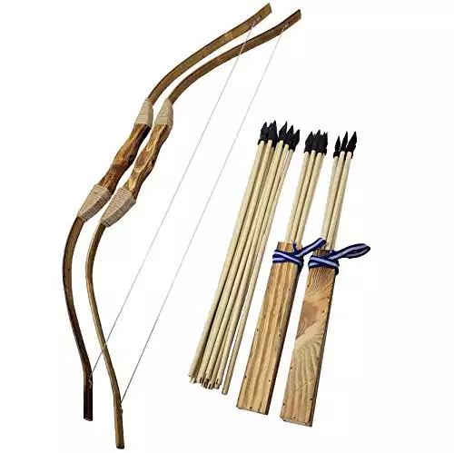 2-Pack Handmade Wooden Bow and Arrow Set