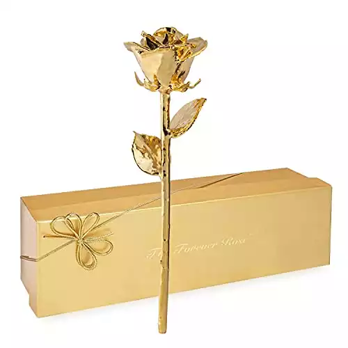 24K Gold Dipped Real Rose w/Gold Gift Box by The Original Forever Rose USA Brand!