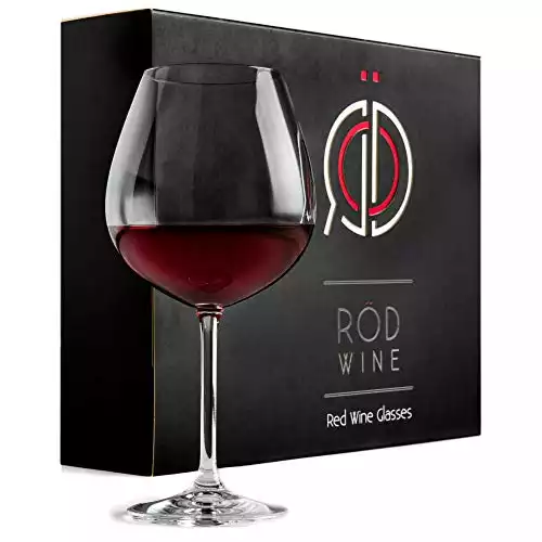 Red Wine Glasses Set - Lead Free Titanium Crystal Glass, 22 oz. Large Bowl, Long Stemmed Glassware For Great Tasting Wine - Best For Birthday, Anniversary or Wedding Gifts