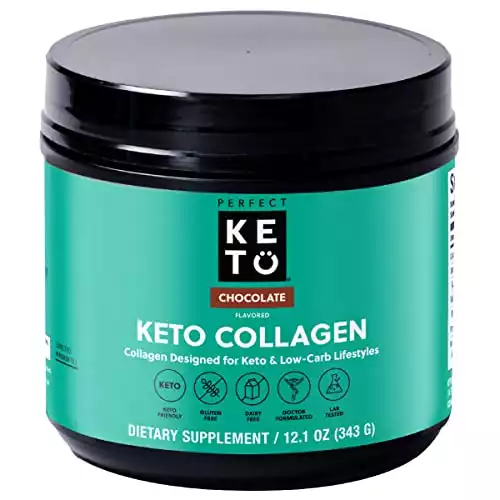 Perfect Keto Chocolate Protein Powder: Collagen Peptides Grassfed Low Carb Keto Drink Supplement with MCT Oil Powder. Best as Keto Drink Creamer or Added to Ketogenic Diet Snacks. Paleo & Gluten F...