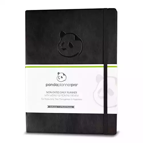 Panda Planner Pro - Best Daily Planner for Happiness & Productivity - 8.5 x 11" Softcover - Undated Day - Guaranteed to Get You Organized - Gratitude & Goals Journal (Black)