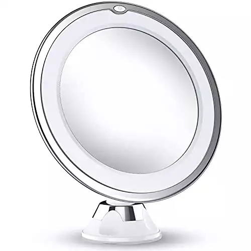 Updated 2019 Version 10X Magnifying Makeup Vanity Mirror With Lights, LED Lighted Portable Hand Cosmetic Magnification Light up Mirrors for Home Tabletop Bathroom Shower Travel