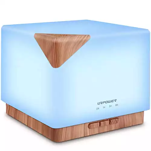 Square Aromatherapy Essential Oil Diffuser Humidifier, 700ml Large Capacity Modern Ultrasonic Aroma Diffusers Running 20+ Hours 7 Color Changing for Home Office Bedroom Living Room Study Yoga Spa