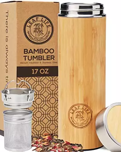 Original Bamboo Tumbler with Tea Infuser & Strainer by LeafLife