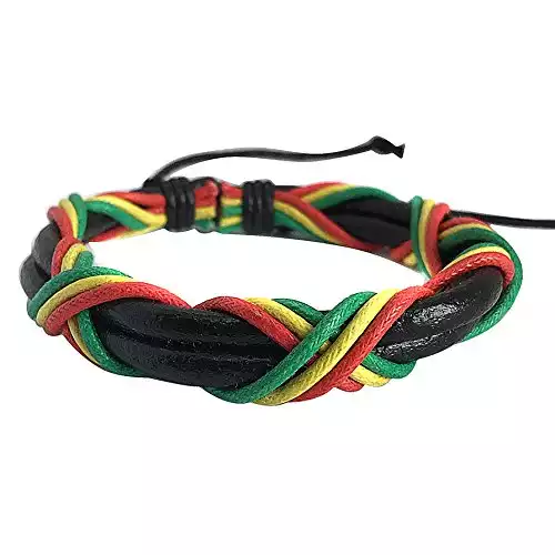 Adeley Rasta Reggae Red Yellow Green Bob Marley Braided Friendship Surfer Retro Hemp Bracelet Wrist Jamaica Adjustable