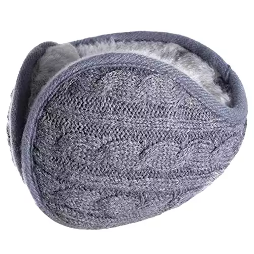 SamiTime Unisex Knit Cashmere Winter Outdoor Earmuffs with Fur Ear warmer, Adjustable Wrap,Pure Color