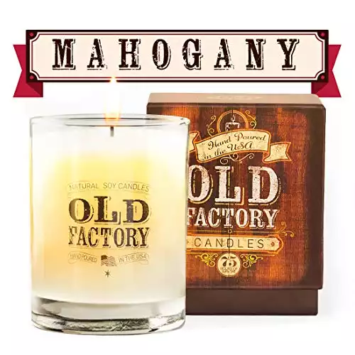 Old Factory Scented Candles - Mahogany - Decorative Aromatherapy - Handmade in The USA with Only The Best Fragrance Oils - 11-Ounce Soy Candles