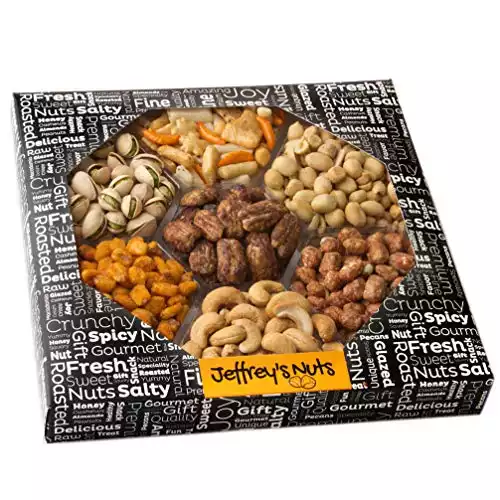 Jeffrey’s Party Nuts and Snacks Assortment | 7 Assorted Gourmet Mixed Nuts Variety |Christmas Holiday Food Box Prime Gift, Great for Thanksgiving, Birthday, Mothers, Father’s Day Vegan Corporate T...