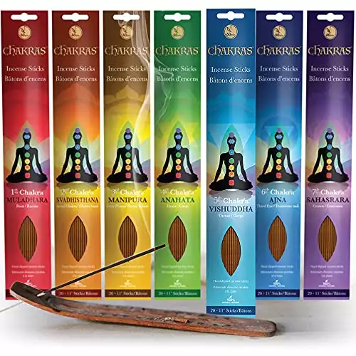 Incense - 7 Chakras Root To Crown Incense Set - 140 Sticks - Free Of Nasty Chemicals Like Charcoal And Other Accelerant- Fills The Room With The Perfect Aroma - 100% Natural - Lasts 60+ Minutes