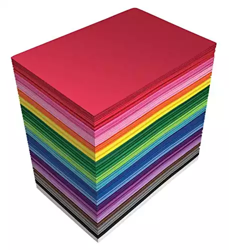 100 Pack EVA Foam Sheets, 5.5 x 8.5 Inch, Assorted Colors (20 Colors), 2mm Thick, 100 Sheets