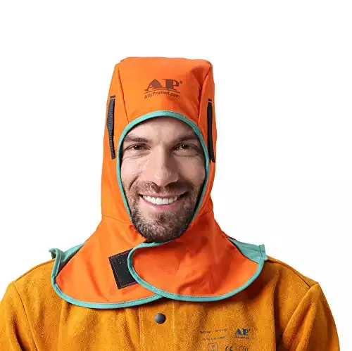 AP-6671 Orange FR Welding Hood with Neck Shoulder Drape