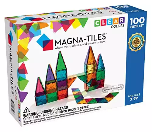Magna-Tiles 100-Piece Clear Colors Set – The Original, Award-Winning Magnetic Building Tiles – Creativity and Educational – STEM Approved