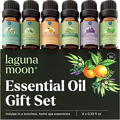 Lagunamoon Essential Oils Top 6 Gift Set  Pure Essential Oils for Diffuser, Humidifier, Massage, Aromatherapy, Skin & Hair Care