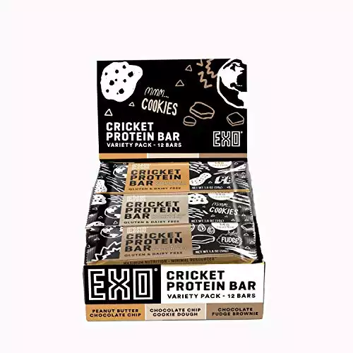 Exo Protein Bars, Variety Pack, 12 Count, 14g Protein, Gluten Free, Dairy Free, Sustainable Protein Bar