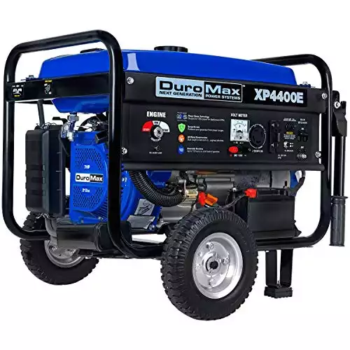 DuroMax XP4400E 4,400 Watt 7.0 HP OHV 4-Cycle Gas Powered Portable Generator With Wheel Kit And Electric Start