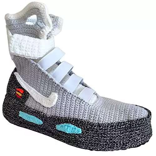 Back to the Future Knitted Slippers, Crochet Knitted Home Air Mags Custom Slippers