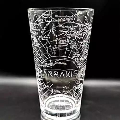 MAP OF ARRAKIS Engraved Pint Glass | Inspired by the classic Novel and Films | Great Gift Idea for Fans of Arrakis!