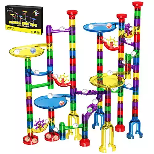 Marble Run Set, Glonova 127 Pcs Marble Race Track for Kids with Glass Marbles Upgrade Top Quality Marble Set