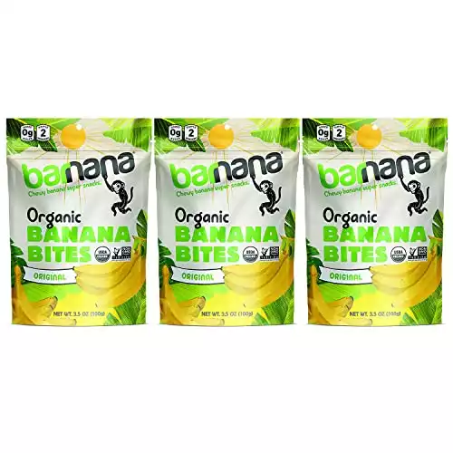 Organic Original Chewy Banana Bites - 3.5 Ounce (3 Count) - Delicious Barnana Potassium Rich Banana Snacks - Lunch Dinner Sports Hiking Natural Snack - Whole 30, Paleo, Vegan