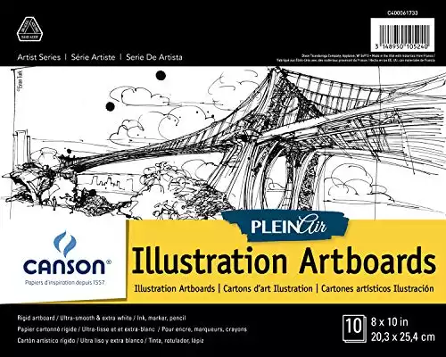 Canson Plein Air Illustration Smooth Art Board Pad for Ink, Markers and Pencils, 8 x 10 Inch, Set of 10 Boards