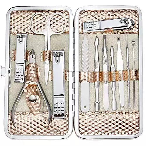 ZIZZON Professional Nail Care kit Manicure Grooming Set with Travel Case(Rose Gold)