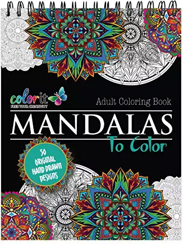Mandala Coloring Book For Adults With Thick Artist Quality Paper, Hardback Covers, and Spiral Binding by ColorIt