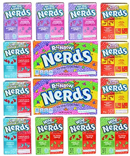 Nerds Variety Bundle 14 Count - 5 Different Flavors Including Throwback Rainbow Nerds, Wild About Nerds, Surf & Turf Nerds, For The Love Of Nerds And Double Dipped 14 Total Boxes
