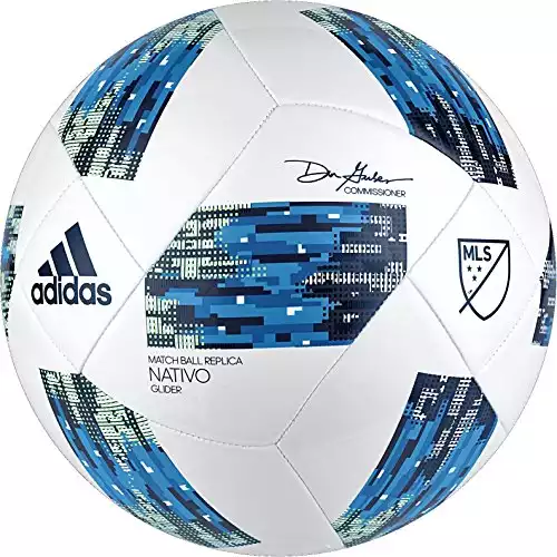 adidas MLS Glider Soccer Ball, White/Blue, Size 5