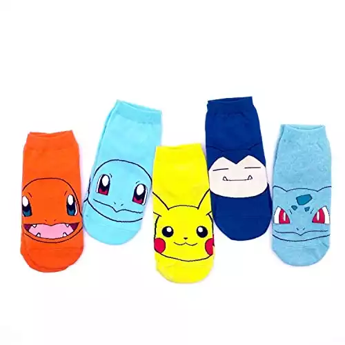 Happytree Famous Totoro Anime Cartoon Novelty Cotton Socks (Pokemon No Show 5 Pairs) One Size